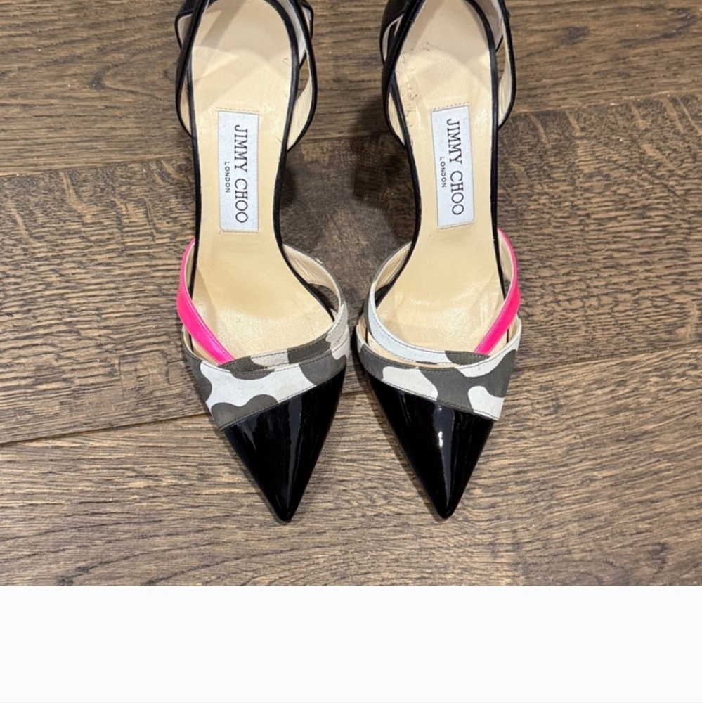 Jimmy Choo Black and Pink Camouflage Heels Sz 5